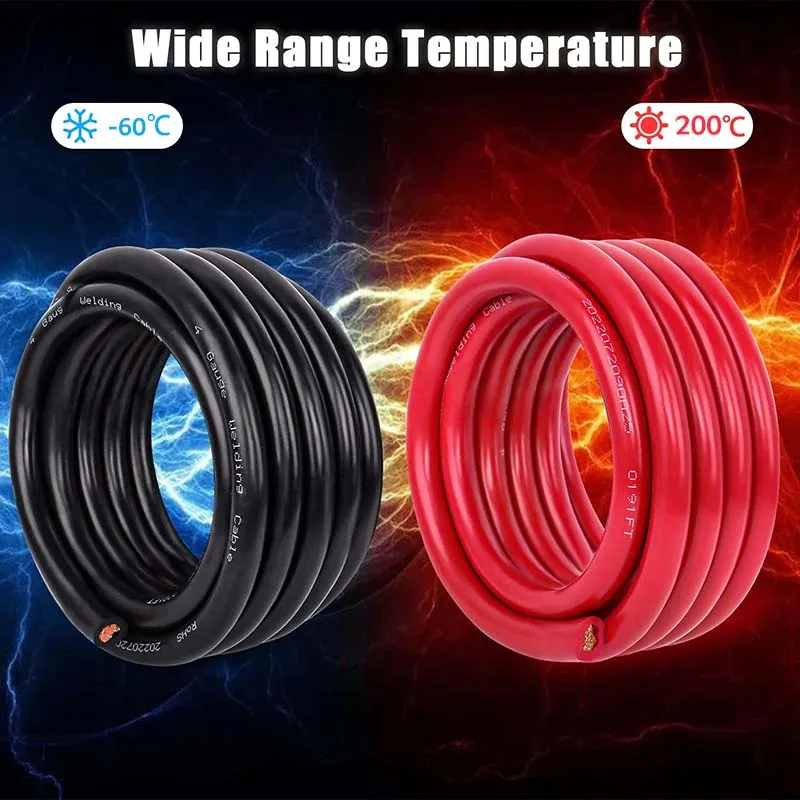 Cabo de silicone super macio 2 4 6 8 10 12 awg ac 600v/dc 3000v fio elétrico de alta tensão 1m 2m 3m 5m para holofote de bateria de carro