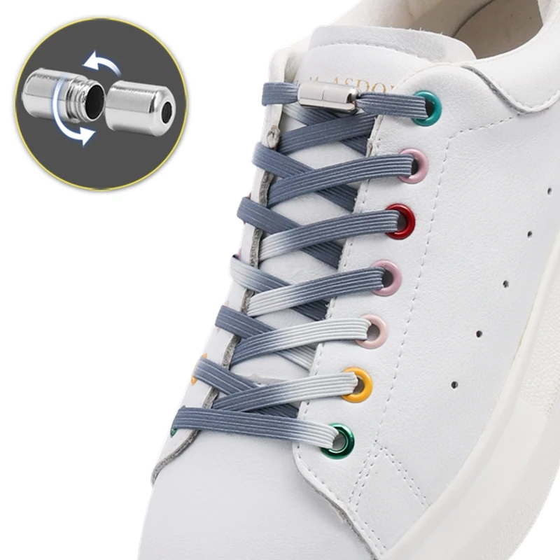 

Gradient No Tie Shoe laces Elastic Shoelaces for Sneakers Rubber Laces without ties Kids Adult Flat Quick Shoe lace Shoestring