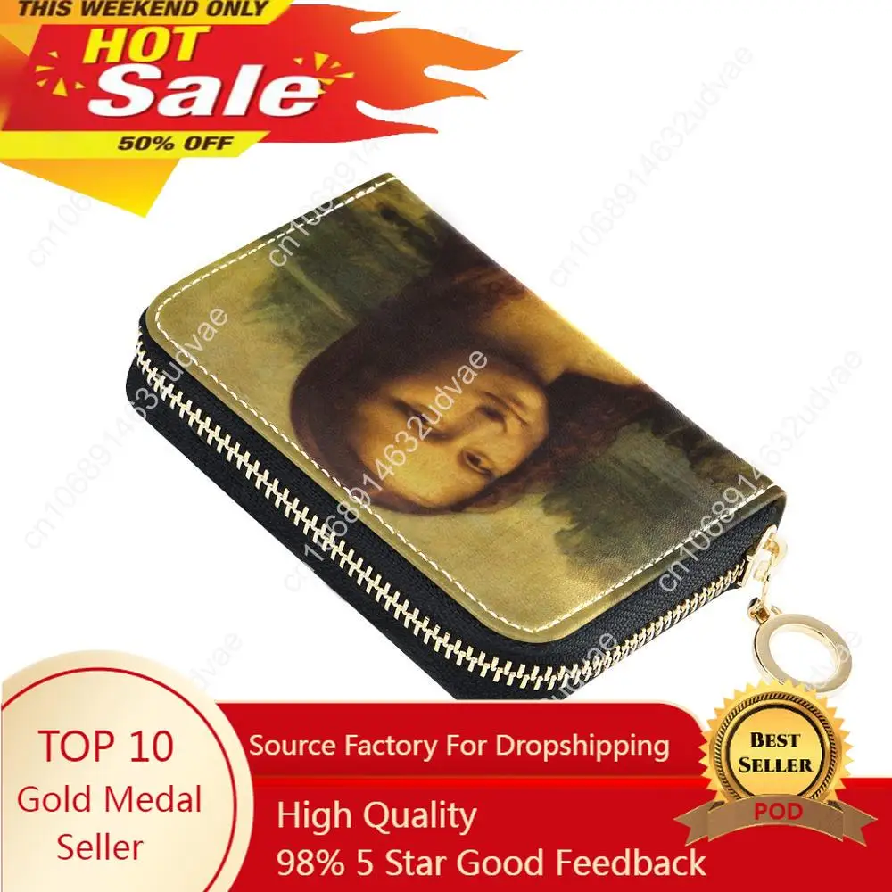 

Mona Lisa Printing Women Function Card Holder Case ID Credit Passport Cover Tassel Cards Wallet Document Bag Carteira Mujer Girl