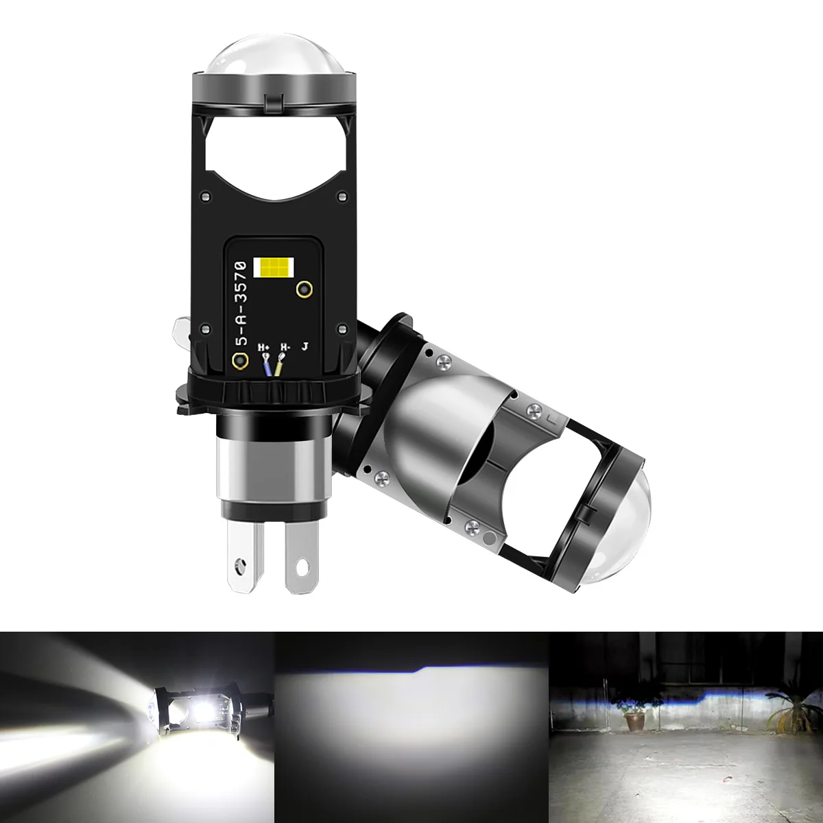 

H4 LED Motorcycle Bulbs Headlights Spotlight Hi/Lo Beam Light Daytime Running Light 9-96V 12SMD 3570 Chip White 6000K For Motor