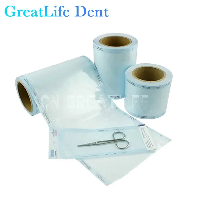 GreatLife Dent 200m/Roll Wide 55/75/100/150mm Sterilizing Bag Disposable Medical-grade Steril Pouch Tattoo Dental Nail art Bags