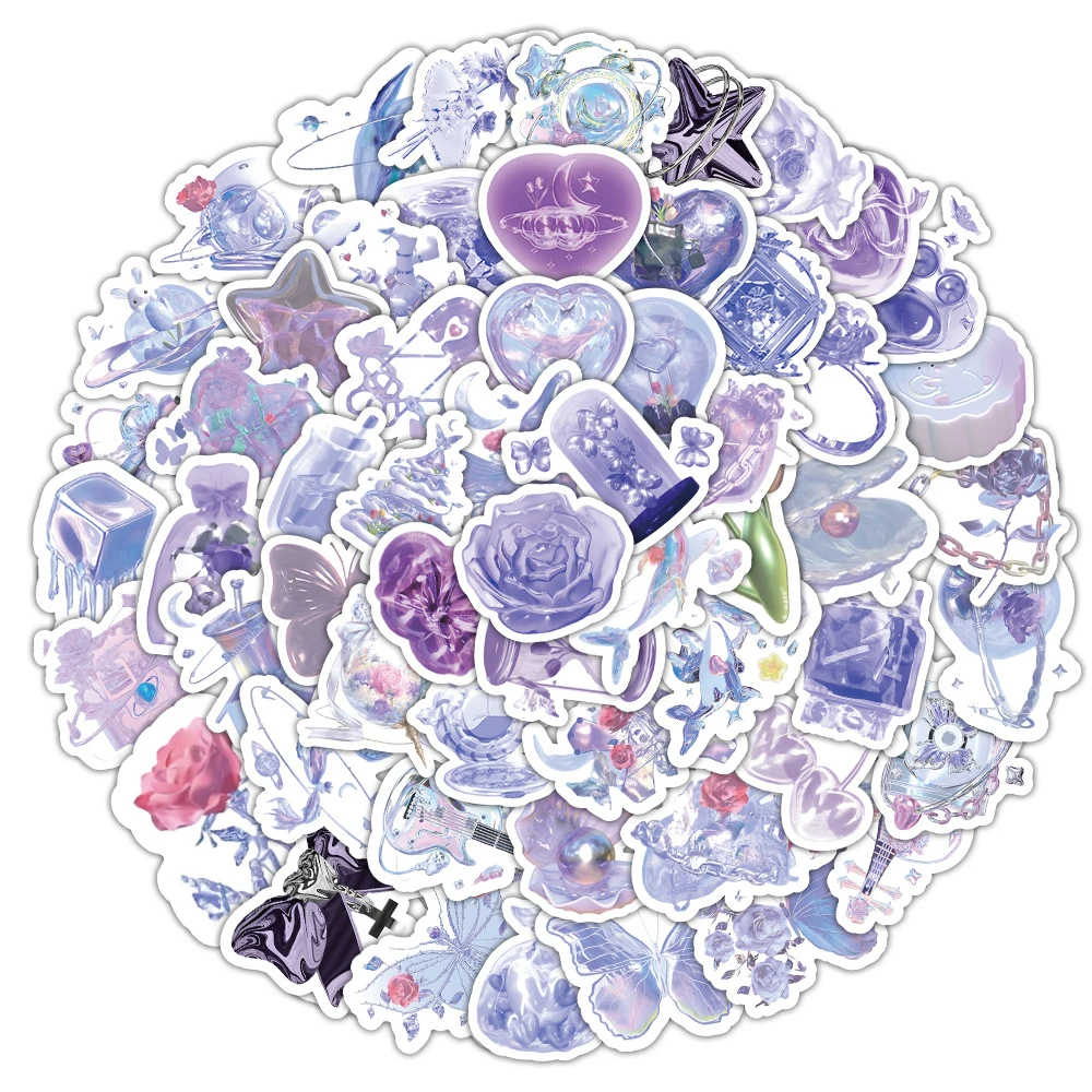 

10/30/50/100pcs Cute Ins Style Purple Cartoon Aesthetic Stickers Decals Laptop Travel Luggage Phone Decoration Kawaii Sticker