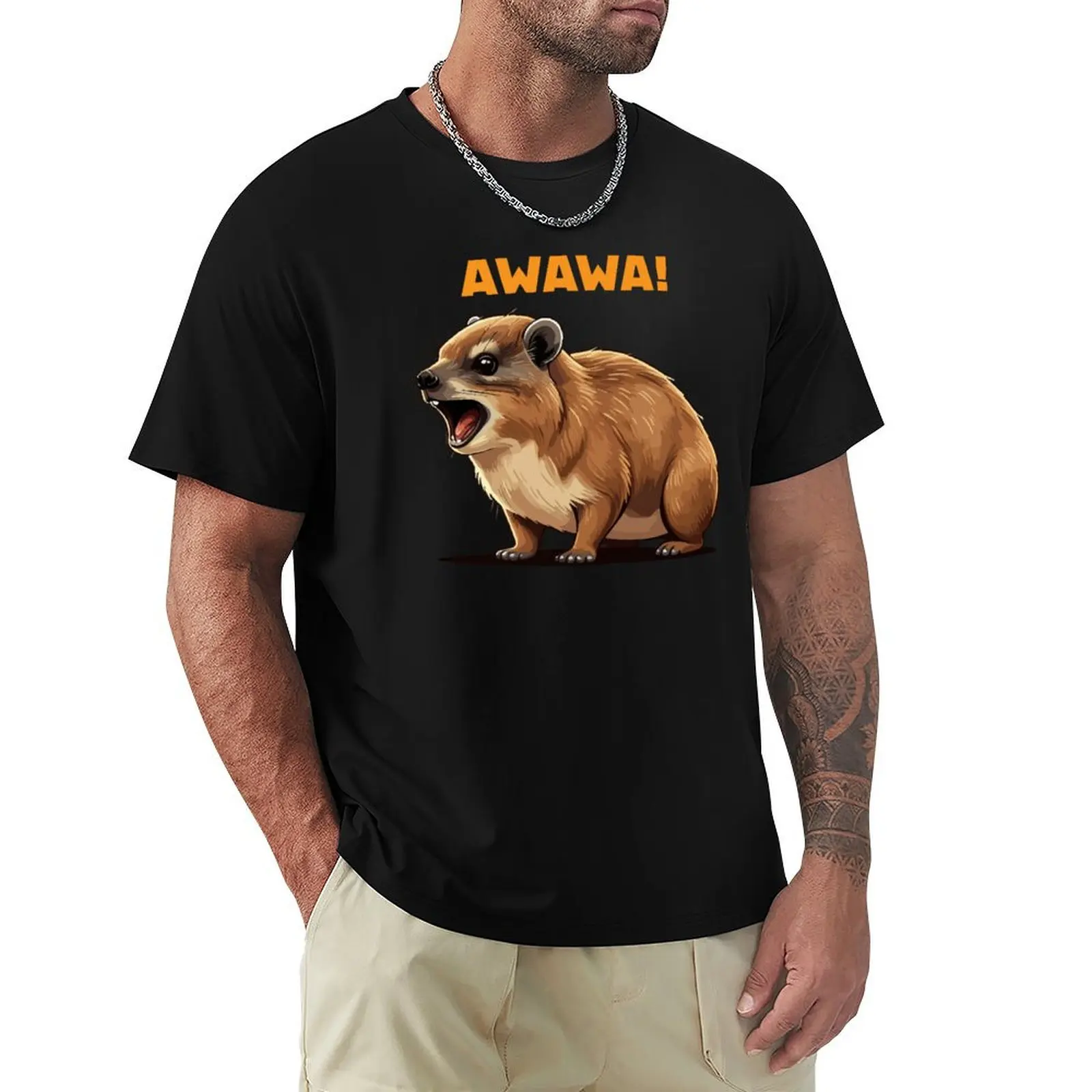 Rock Hyrax Lover Awawa Funny Groundhog Dassi T-Shirt Plus Size Summer Short Sleeve T-Shirt