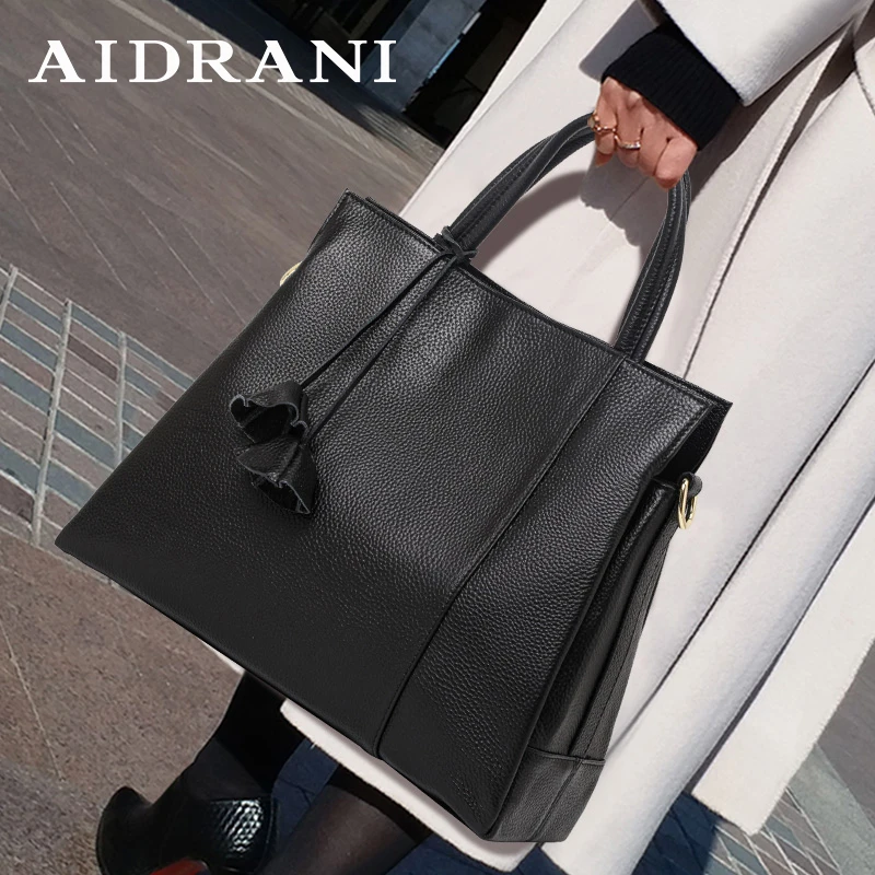 

Aidrani Women's genuine leather handbag, soft cowhide shoulder bag, casual, simple and large capacity