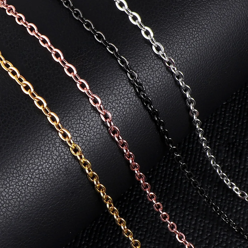 ASONSTEEL Necklace for Women Stainless Steel 1mm 2mm Width Rolo Cuban Chains Findings Making DIY