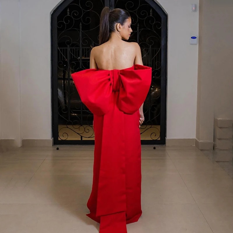 Thinyfull Sexy Red Mermaid Prom Evening Dresses Saudi Arabia Strapless Party Dress Women Night Cocktail Prom Gowns Custom Size