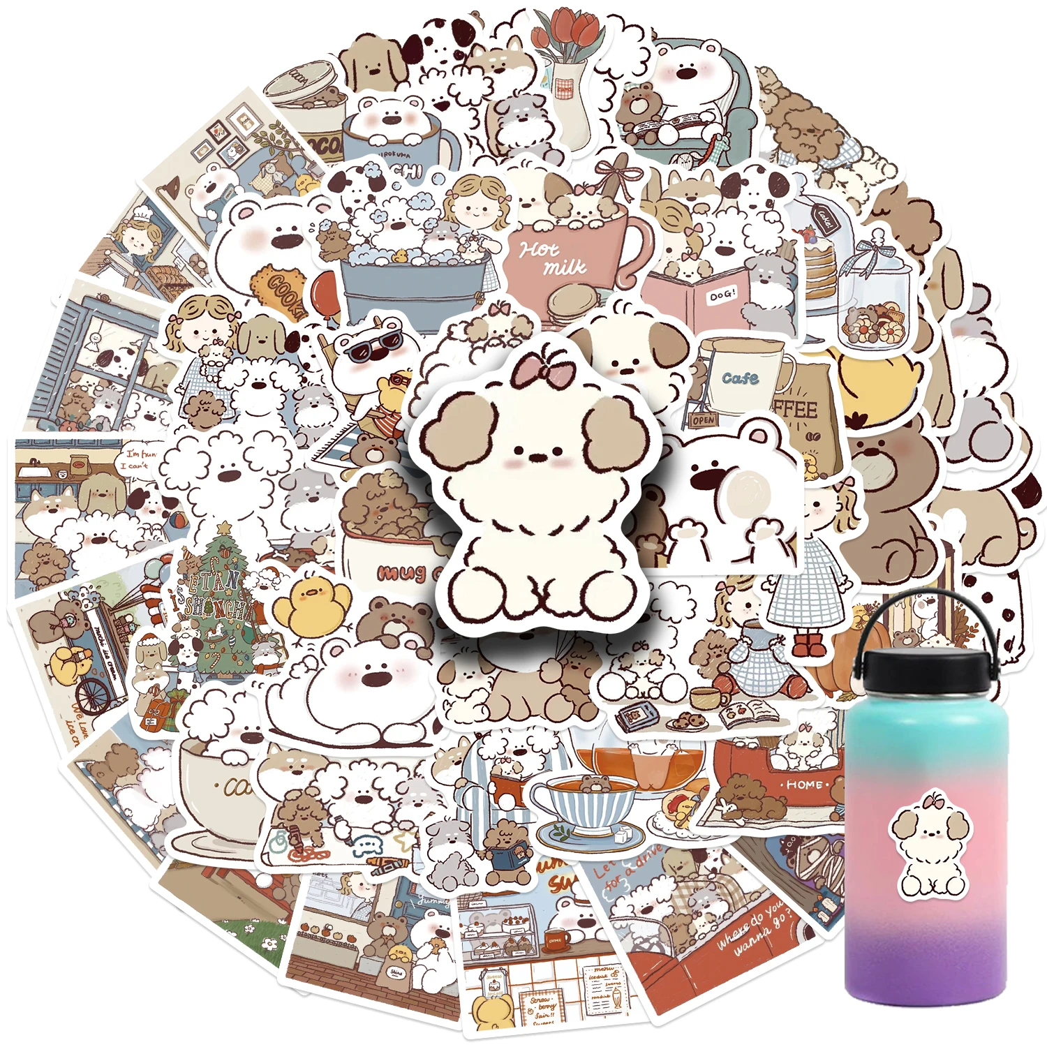 50PCS Miiiiichan Anime Animal Vinyl Waterproof Stickers Decals for Water Bottle Laptop Skateboard Scrapbook Luggage Kids Toy