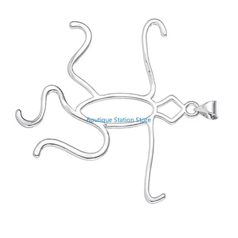 

Y55F Practical Pendant Stand Necklace Making Base Alloy Material Base Settings Hollow Prong Pendant Base Settings