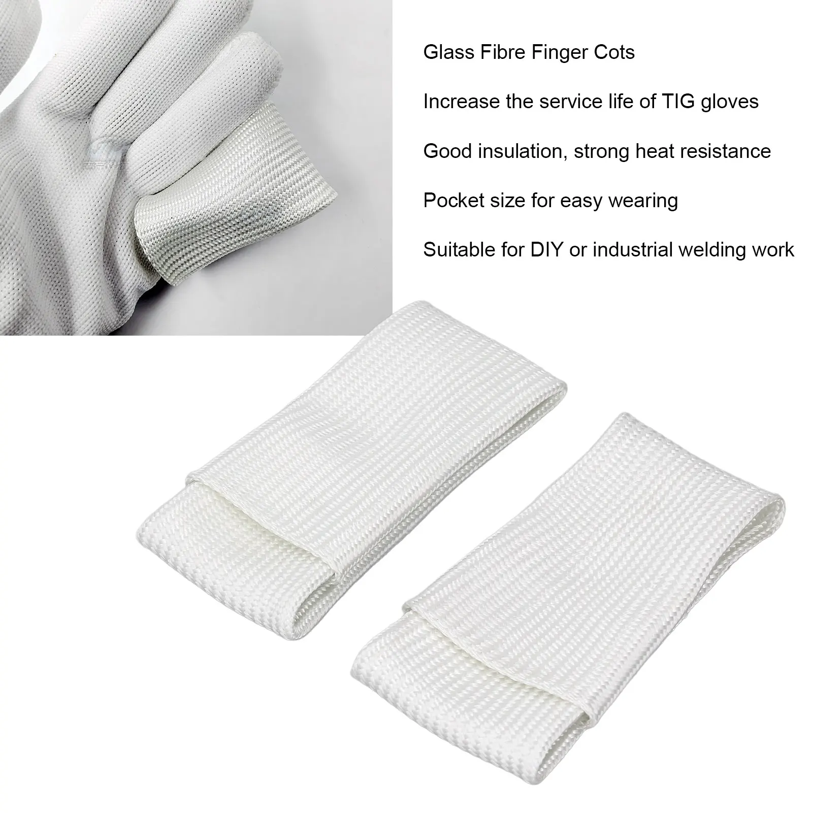 ZK30 2PCS Glass Fibre Finger Cots Thermal Insulation Finger Covers TIG Welding Fingertip Protector XL L Size glove