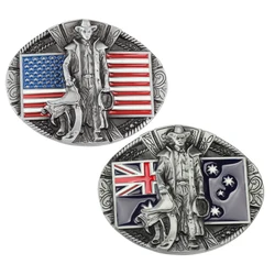 American Flag Belt Buckle Australia Flag Pattern Western Cowboy  Alloy  Decorative Waistband Clothing  Accessories for 3.8-4cm