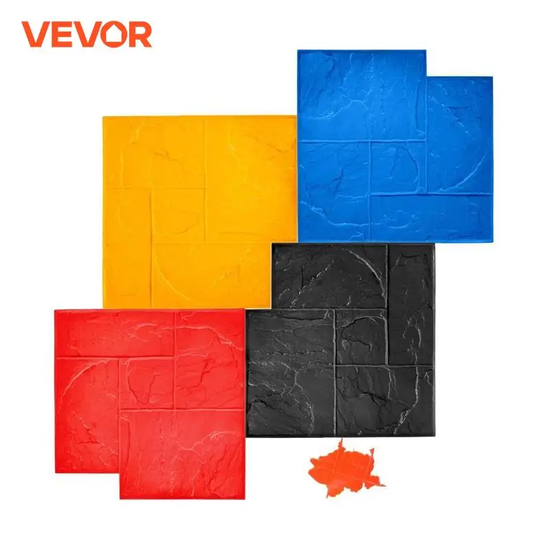 VEVOR Molde para Estampado de Cemento Poliuretano, 60,9 x 60,9 cm 4 Piezas Molde Piedra Irregular para Hormigón Impreso, 12-25 mm Moldes de Hormigón Impreso Poliuretano Textura de Piedra Auténtica