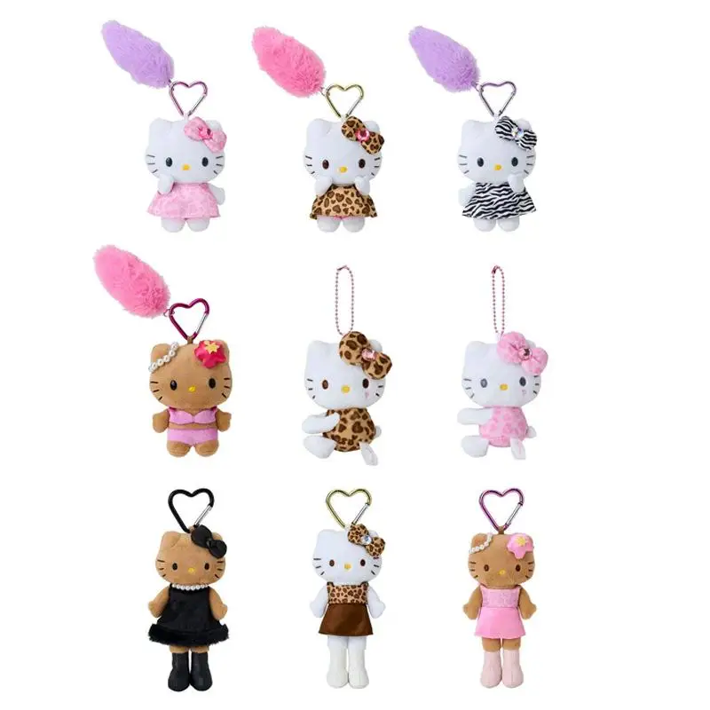 New Kawaii Popular Sanrio Long Legs Hello Kitty Plush Keychain Pendant Cute Cartoon 10-12Cm Doll Toy Backpack Pendant Gift