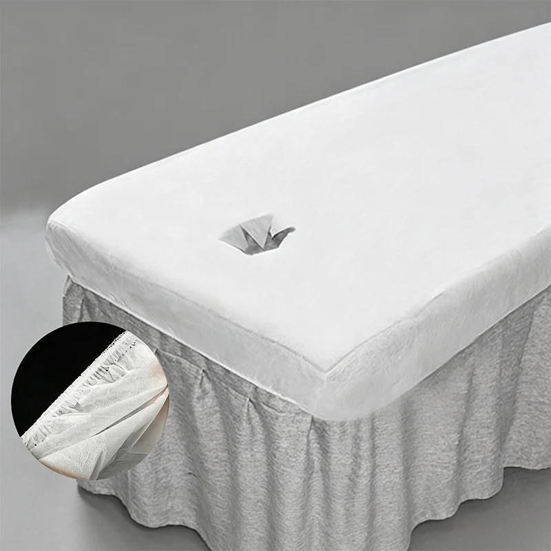 Lot de 10 draps jetables pour table de massage, housses de lit épaisses et élastiques, en tissu non tissé blanc, adaptées aux centres de bien-être, housses de lit jetables pour instituts de beauté, protège-matelas de massage pour salons de beauté, propres et hygiéniques, faciles à changer d'un client à l'autre