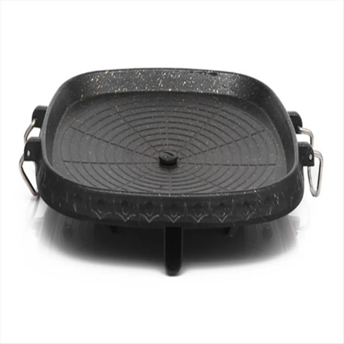 T34C Korean BBQ Grill Pan Korean Style Square BBQ Plate with Stone Portable Gas Stove Barbecue Grill Home Outdoor Cooking