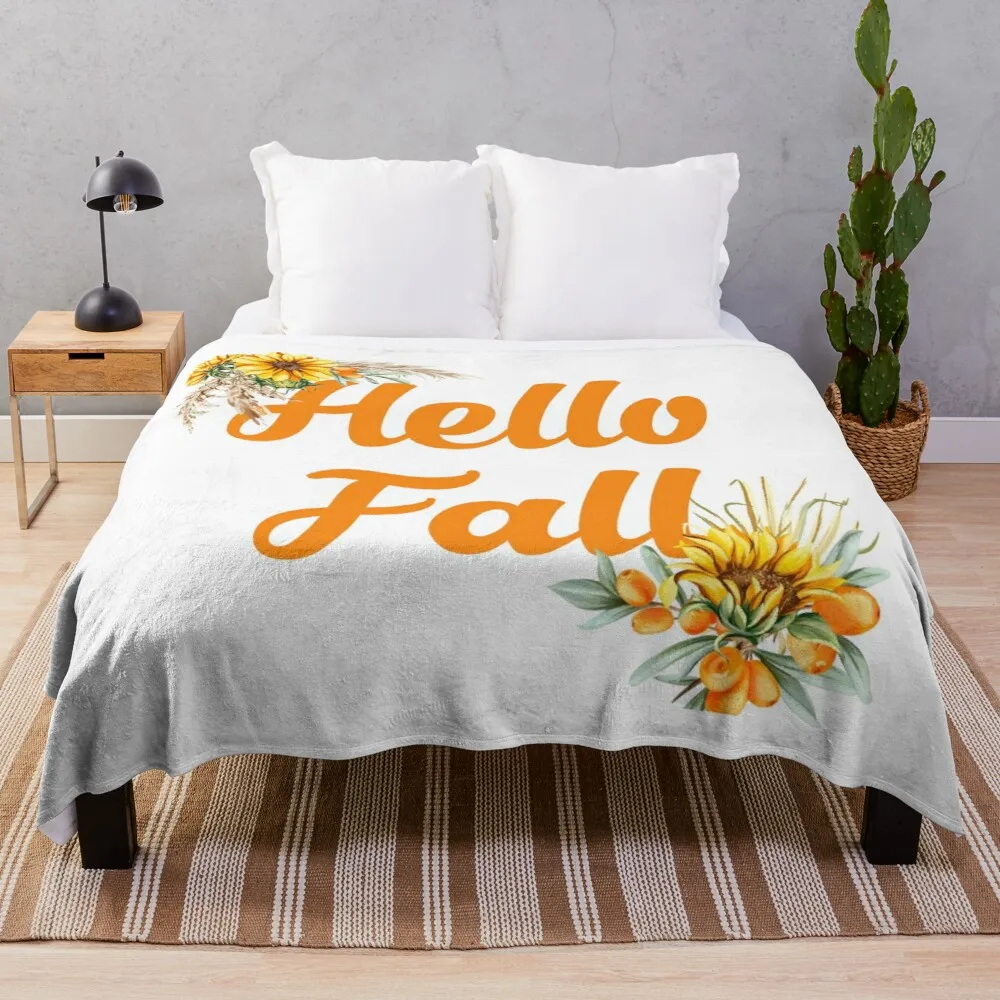 

Hello Fall Throw Blanket Cute Blanket Plaid Soft Blanket Fluffy Shaggy Warm Bed Fashionable