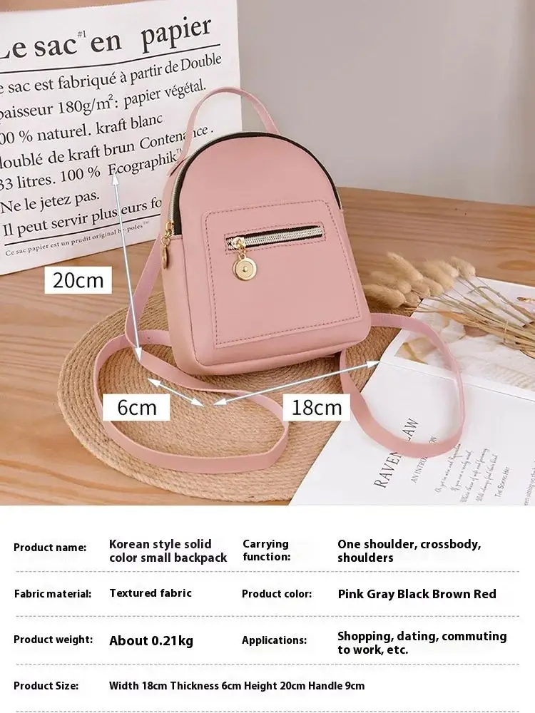 Brevite Backpacks for Women Korean Japanese Mini Zipper Pink Woman Girl School Backpack Casual Ladies Leather Small Shoulder Bag