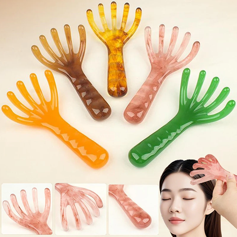 

1 Pcs Portable Handheld Resin Head Massager Manual Hair Scalp Gua Sha Five Claw Massage Tool Relaxing Comb for Gifts