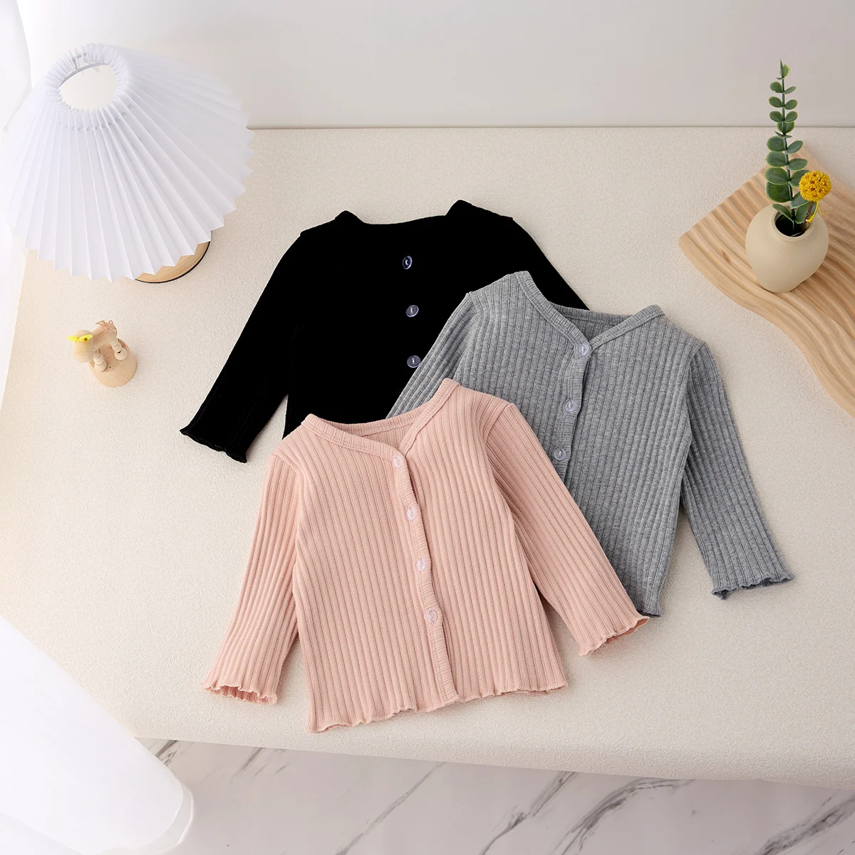 Baby Knitted Cardigan Girls Children's Clothes Spring Pit Strip Princess Solid Color Top Western Style Coat