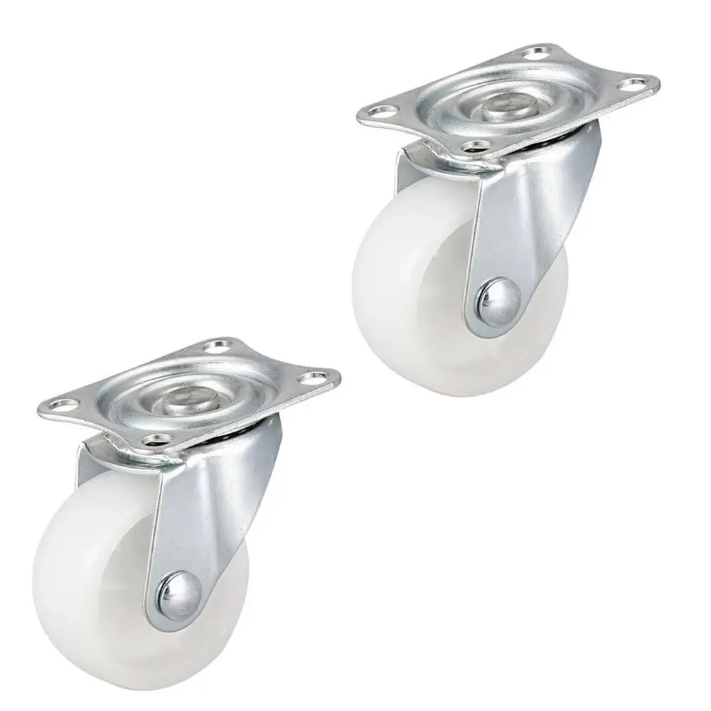 1/2/4Pcs Heavy Duty Caster Wheel White Nylon Rubber 360 Degree Furniture Roller 1/1.25/1.5/2/2.5/3inch Universal Swivel Casters