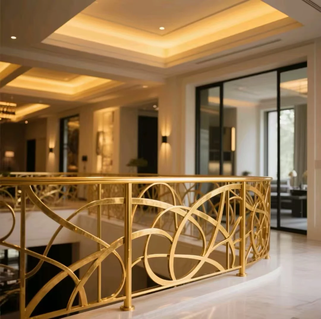 درابزين سلالم حديث من الحديد المطاوع سهل التركيب درابزين سلالم ذهبي اللون #2