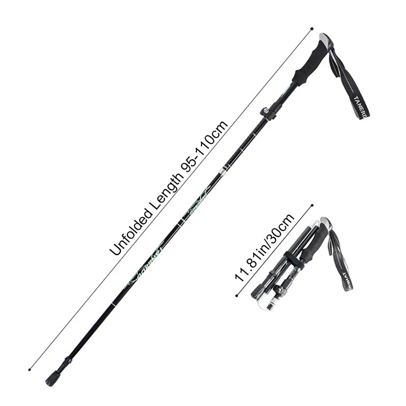 1 قطعة 5 قسم في الهواء الطلق تلسكوبي للطي التخييم الرحلات القطب المحمولة المشي عصا التنزه لكبار السن سهلة وضع في حقيبة