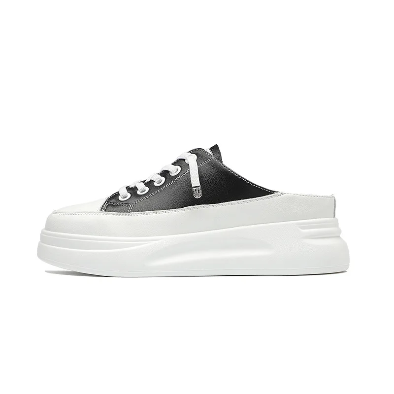 

Женские повседневные туфли из натуральной кожи с закрытым носком, белые, на толстой подошве, увеличивающие рост, в корейском стиле