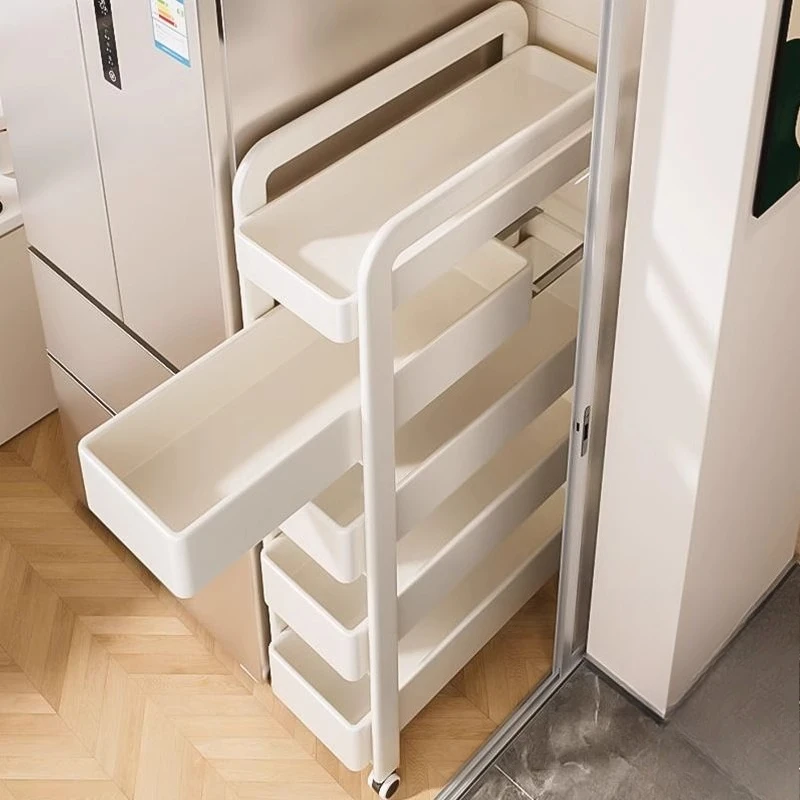 

Kitchen crevice rack refrigerator side very narrow slit pull basket gap storage cabinet trolley