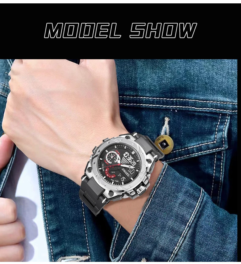 SMAEL Sport Quartz Watches LED DisplayShock Resistant 50M Waterproof Alarm Clock Analog Digitals 8060 For Men S6379b2a7a48845e497a0866c4e0bb0a30