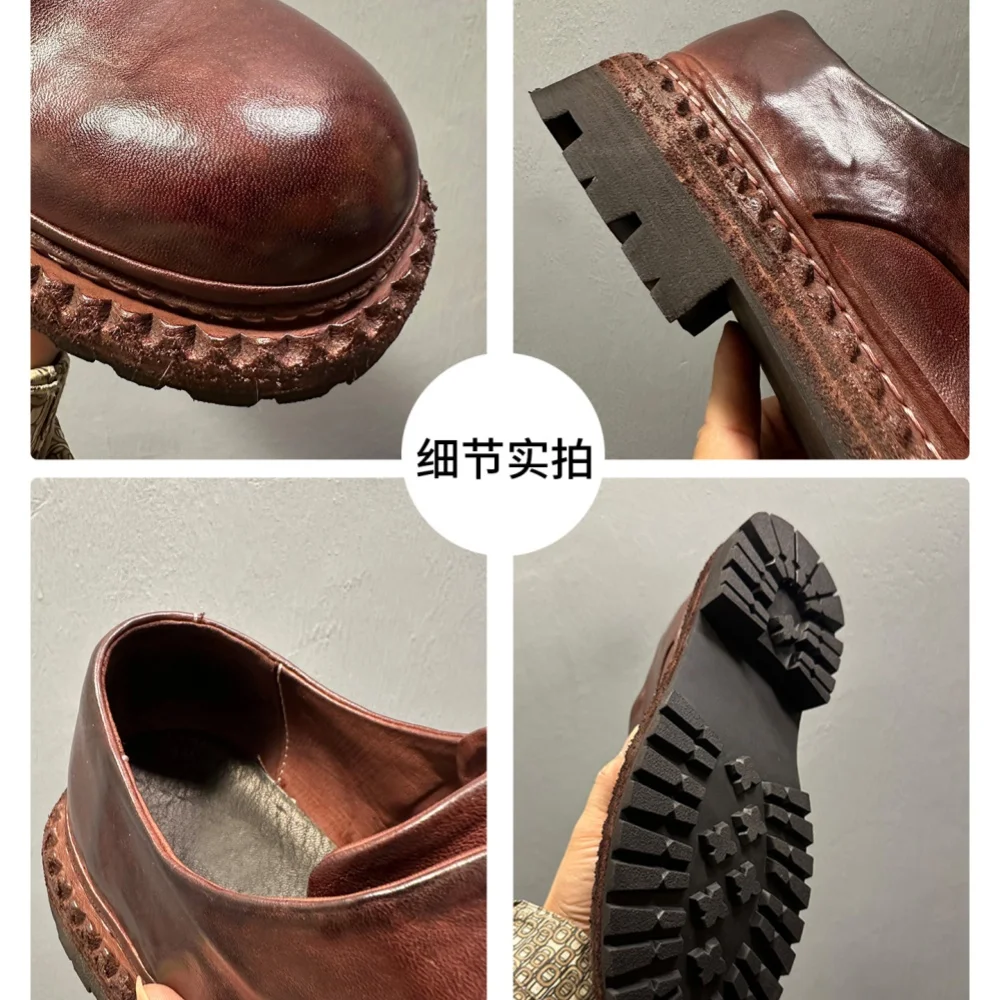 أحذية جلدية كاجوال مصنوعة يدويًا من جلد الحصان عتيقة أحذية رجالية غير رسمية للأعمال الراقية - أحذية جلدية كلاسيكية جديدة غير رسمية #6