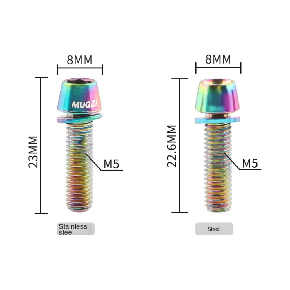 스테인리스 스틸 자전거 핸들 바 나사, 티타늄 도금 볼트 스템 라이저, 다채로운 자전거 핸들, M5 * 17mm, 세트당 6 개