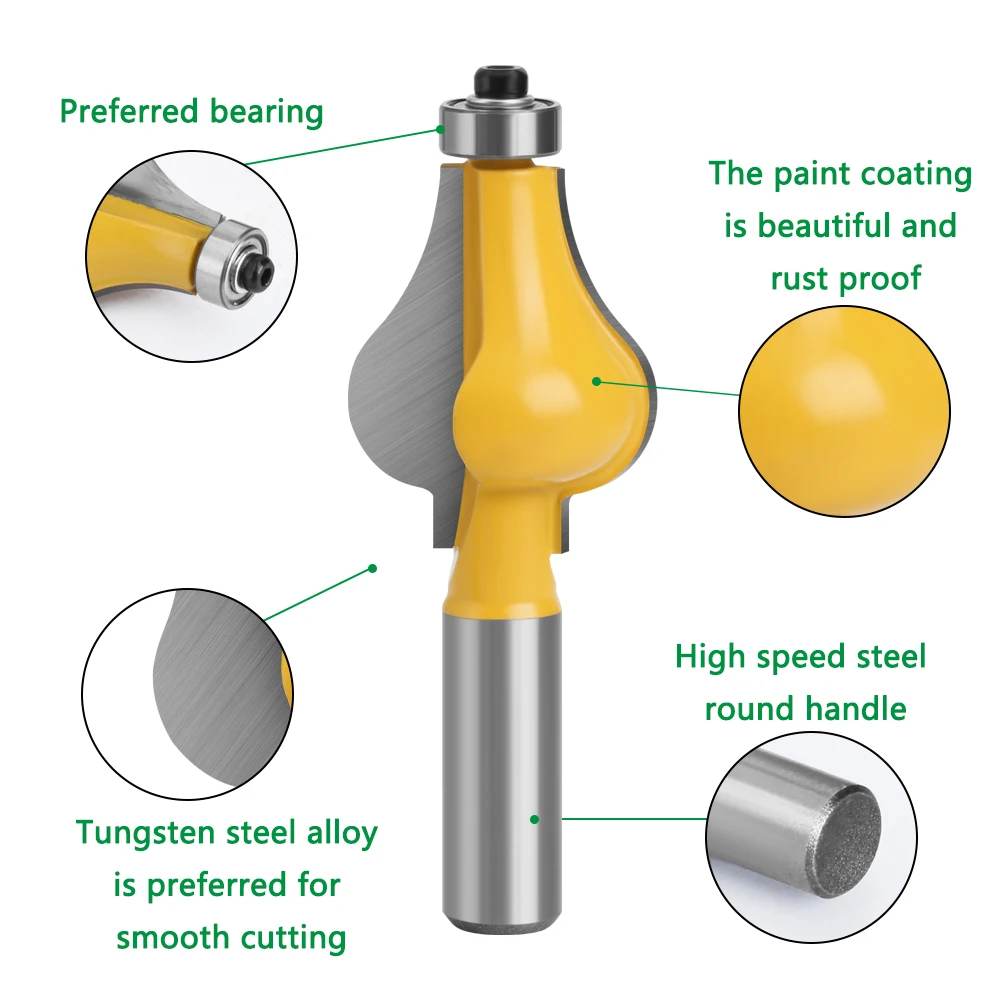 2pcs 12 12.7mm Shank Armrest Mill Handrail Router Bits Set Wavy Flute Tenon Milling Cutter For Wood Woodworking Cutters MC03046