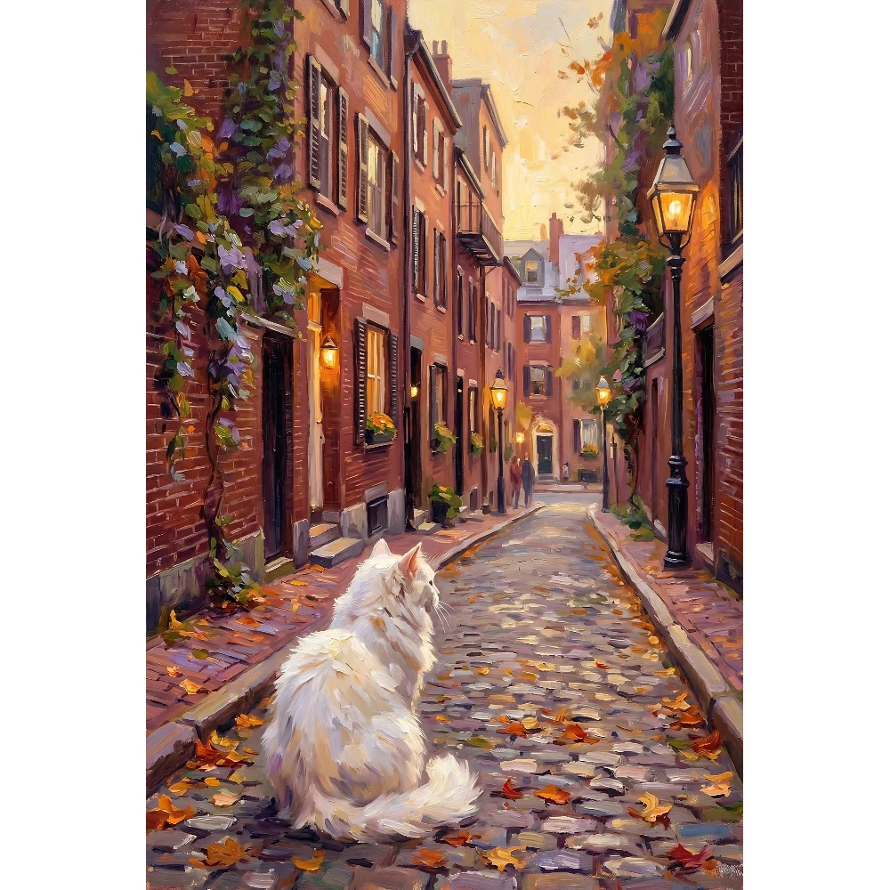 

500/1000/1200/2000 PCS Jigsaw Puzzles Scenery Cat Community Street Family Activity Games for Gameroom Bedroom Home Decor