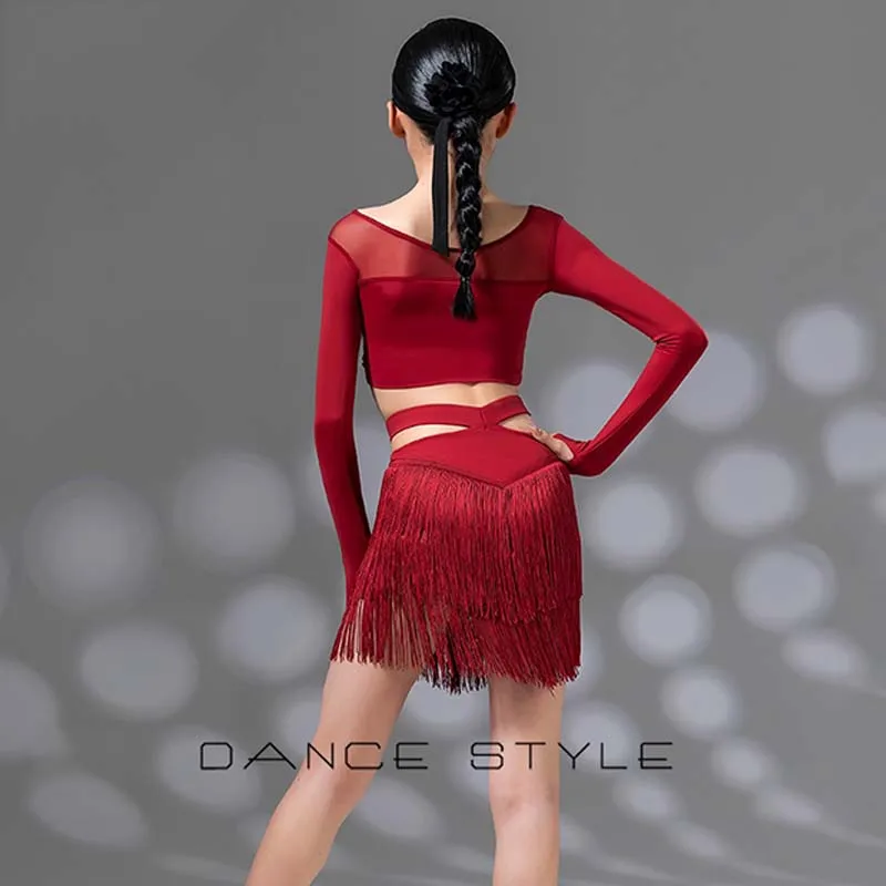 Latin Dance Professional Competition Suit Tango Standard Dress Girls Performance Stage Costume Practice Clothes Skirt New AMY554