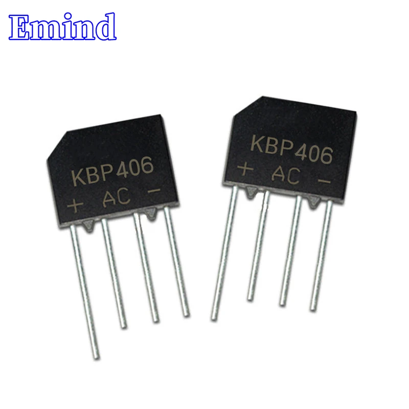 50/100/200/500/1000Pcs KBP406 Bridge Rectifier KBP406G Flat Bridge 4A/600V DIP-4 Bridge Stack