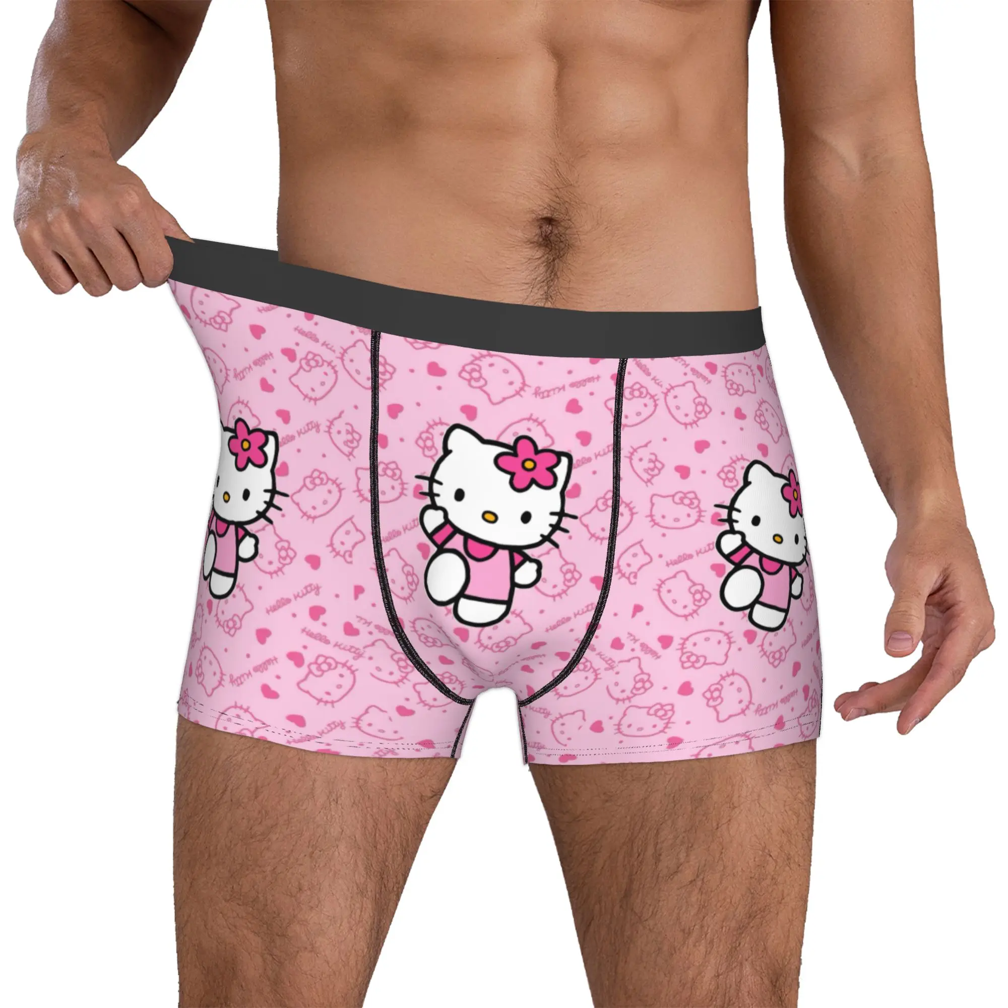 Girls Kitten Underwear Male Printed Pink Kawaii Cartoon Boxer Briefs Shorts Panties Breathable Underpants