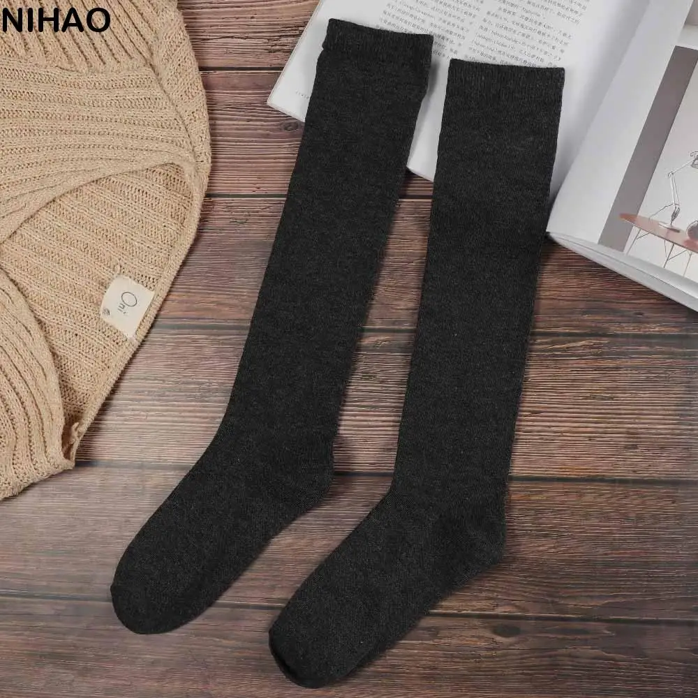 

Elastic Casual Cotton Solid color Student For Girl Knee High Socks Hosiery Calf Sock Women Stockings