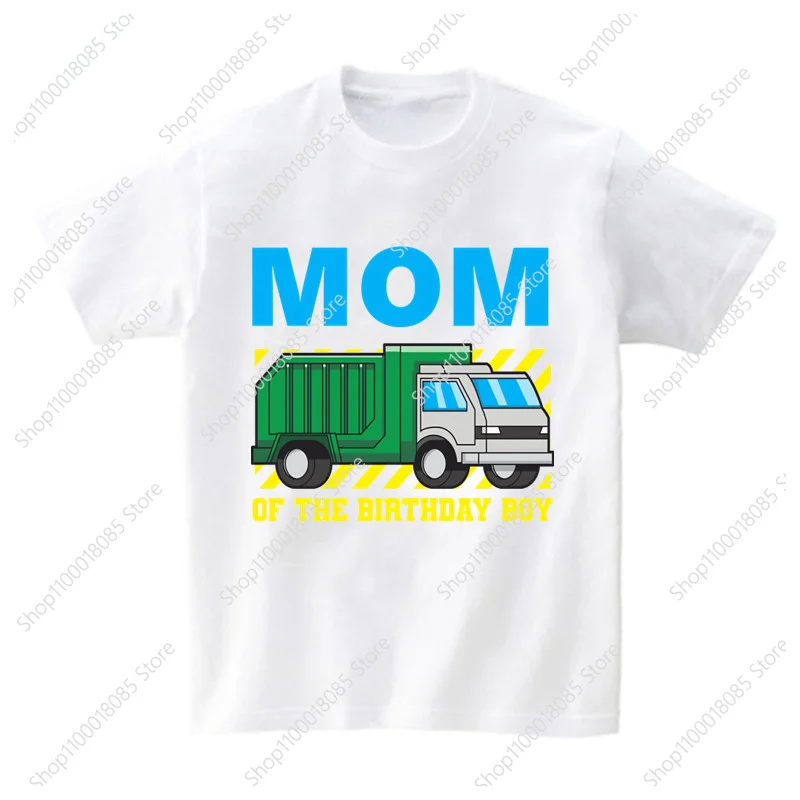 Family Matching Garbage Truck Birthday Number T Shirts Boy Party T-Shirt Kids Car Tops Clothes Print Child Short Sleeve Tee