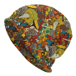 Mushrooms 70s Psychedelic Men Women Beanies Windproof Ski Cap Double Layer Fabric Bonnet Hat