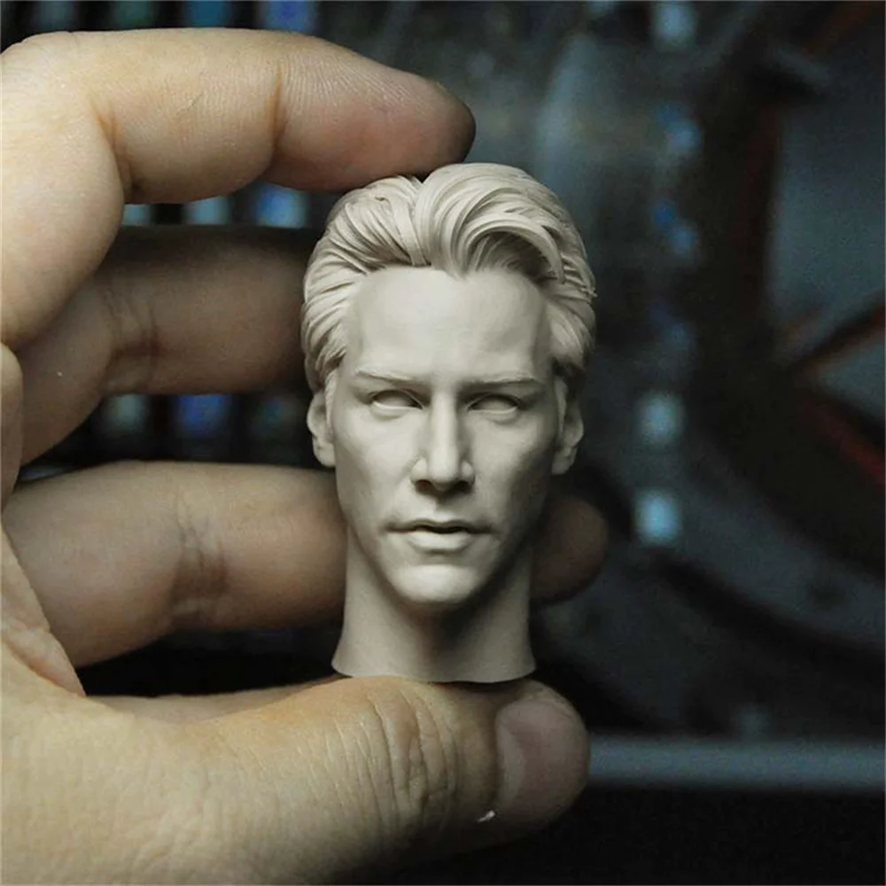 Male Head Carving Sculpt Keanu Reeves Actor Star 1/6 Soldier Model For 12'' Action Figure Body Doll  Collection