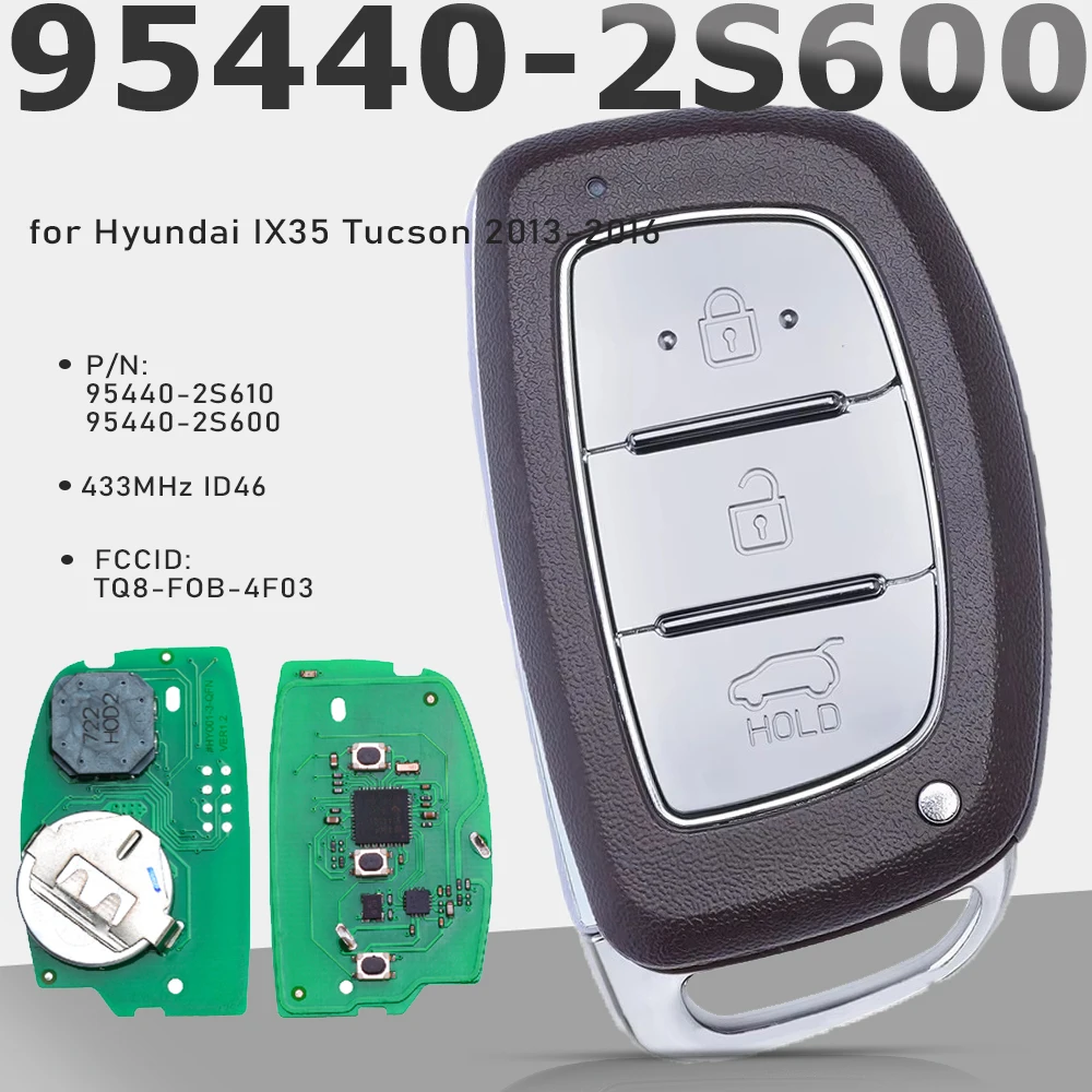 

KEYECU 95440-2S610, 95440-2S600 433MHz PCF7945A ID46 Chip Smart Remote Key Fob for Hyundai IX35 Tucson 2013 2014 2015 2016