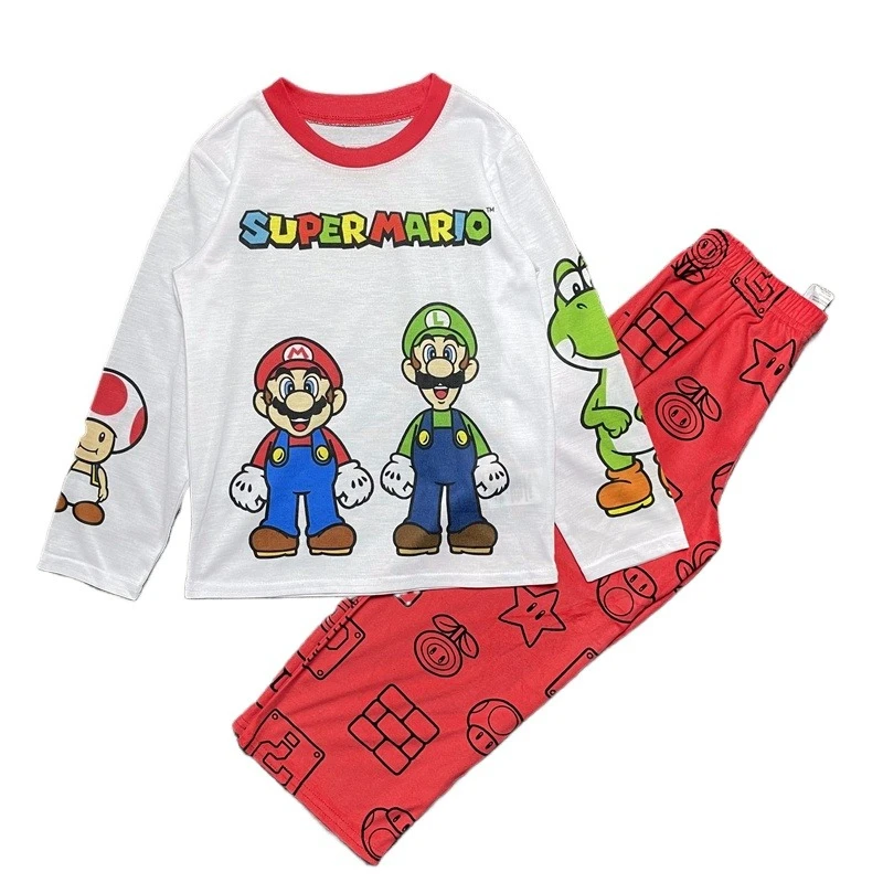 

Anime Peripheral Marios Pajamas Set Clothes Underwears Tops Pants Baby Show Gift