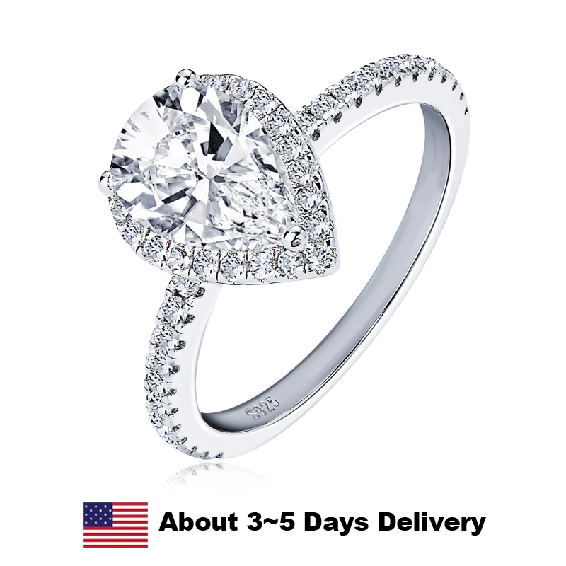 

Waterdrop Solitaire Rings Heart Shape for Women 925 Sterling Silver 2CTMoissanite Engagement Rings Wedding Band Jewelry Pear Cut