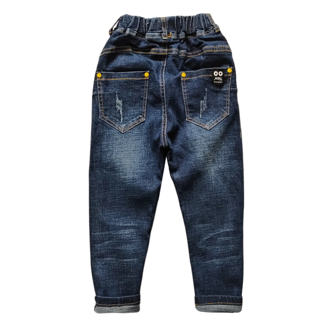 Calças jeans macias para meninos, calças elásticas na cintura, jeans infantil, primavera e outono, 5045