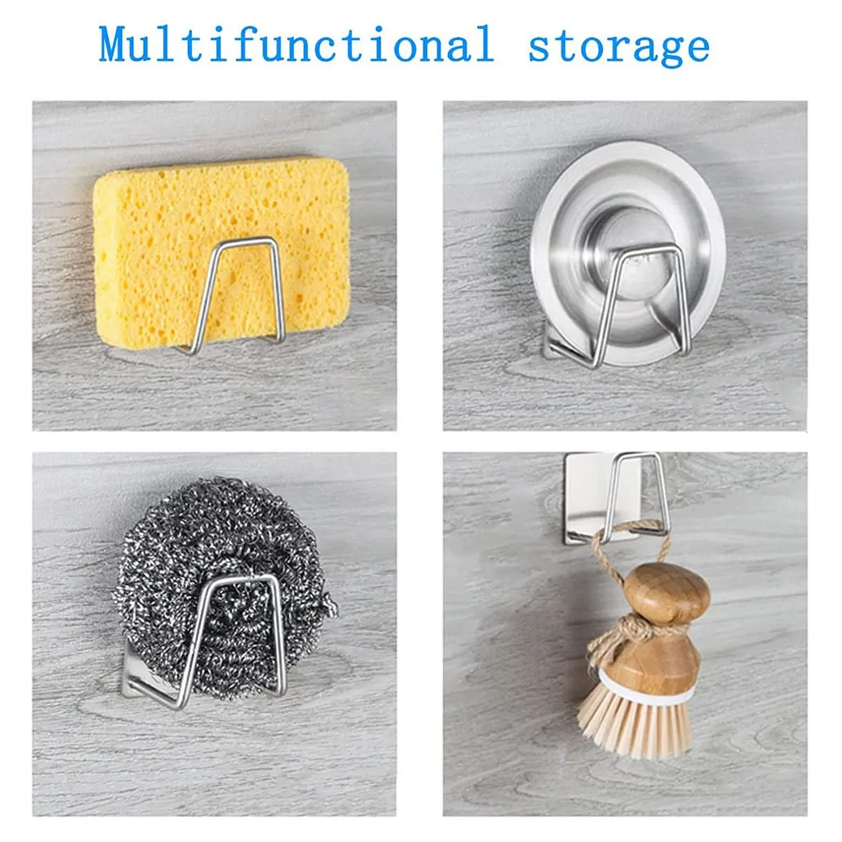 4 Non-Perforated Sponge Racks Stainless Steel Sponge Drain Racks Steel Ball Rag Storage Rack Sink Rack Rack