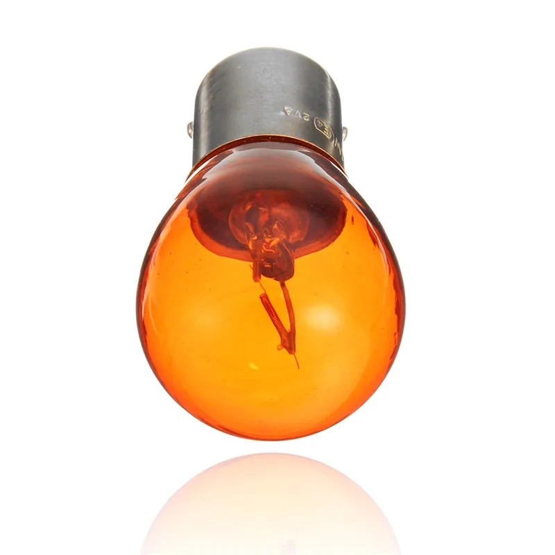 10pcs/2pcs Car Indicator Light Brake Reverse Lamp Parking Light LED Bulbs 1156 BAU15S PY21W 12V Amber Yellow Halogen Lamp DC