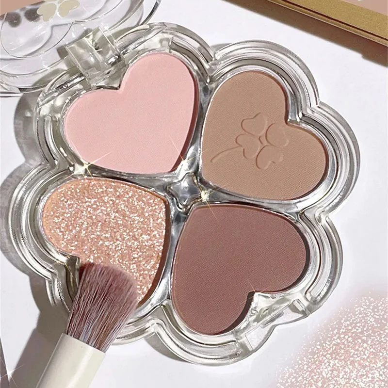 4 cores paleta de sombra blush delineador sombra destaque paleta de contorno olhos maquiagem bonito beleza cosméticos
