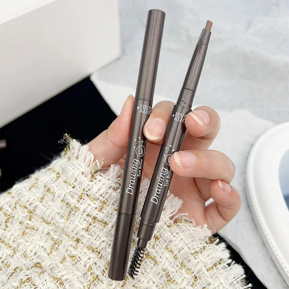 Double Head Eyebrow Pencil Natural Smooth Triangle Eyebrow Tint Pen Waterproof Long Lasting Eyes Black Brown Eyebrow Cosmetics