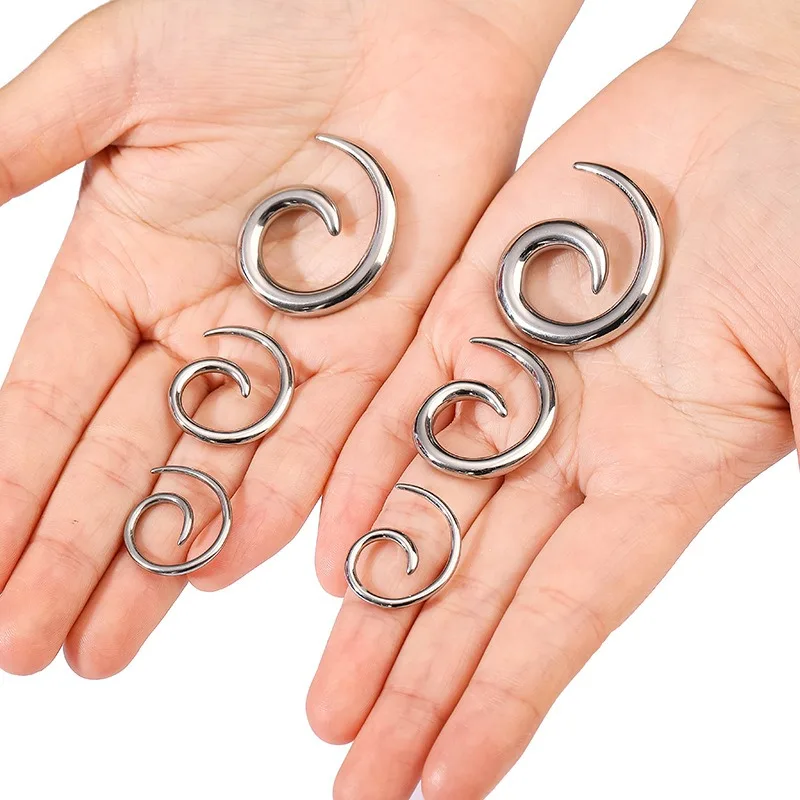 1 pc Stainless steel 6-shaped earlobe ear expansion snail puncture ear expansion integrated earlobe jewelry