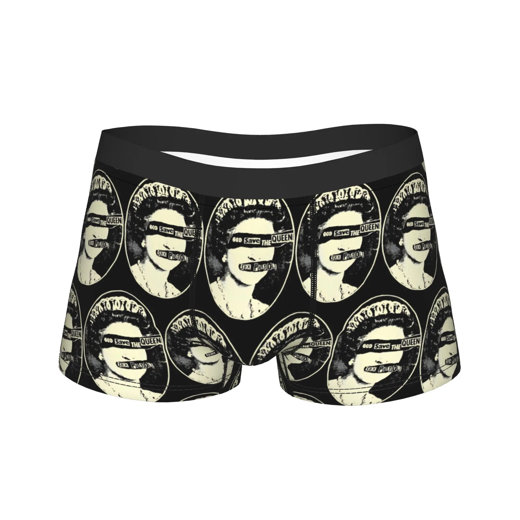 Vintage God Save The Queen Sex Pistols Underwear Soft Underpants Pattern Boxer Brief For Men 3D Pouch Plus Size Boxer Shorts