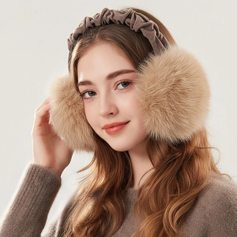Paraorecchie in peluche Paraorecchie invernali da donna con orlo soffice Ciclismo all'aperto da uomo Paraorecchie caldi pieghevoli antivento e freddi da donna